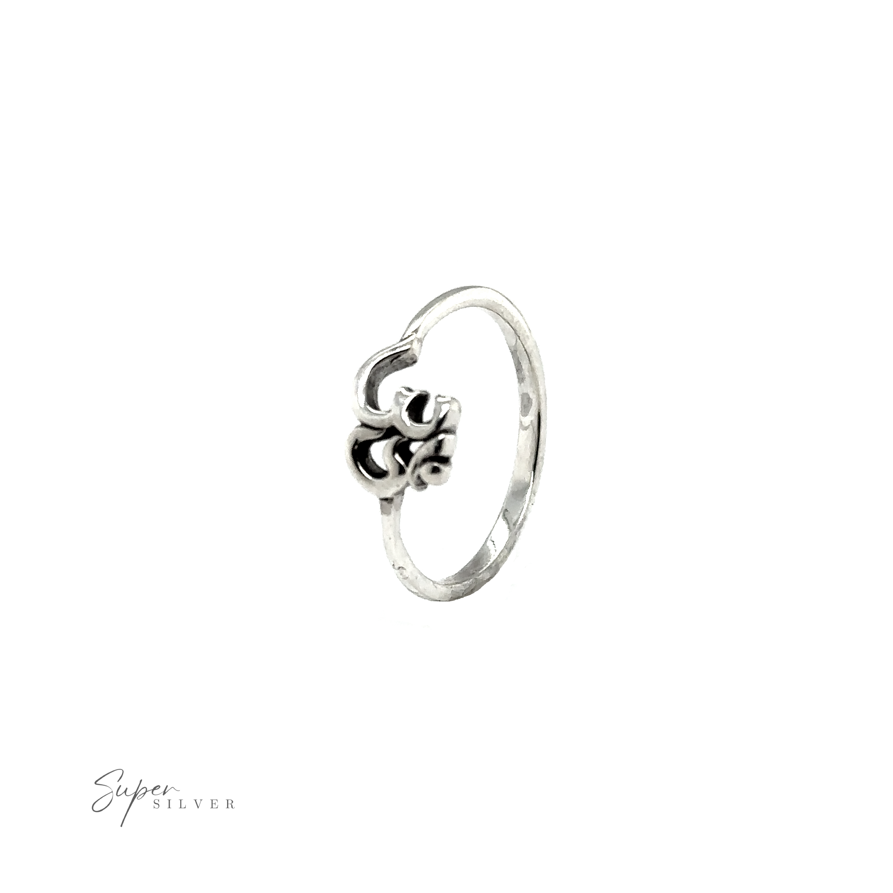A Dainty Om Ring with a captivating flower design, symbolizing interconnectedness.