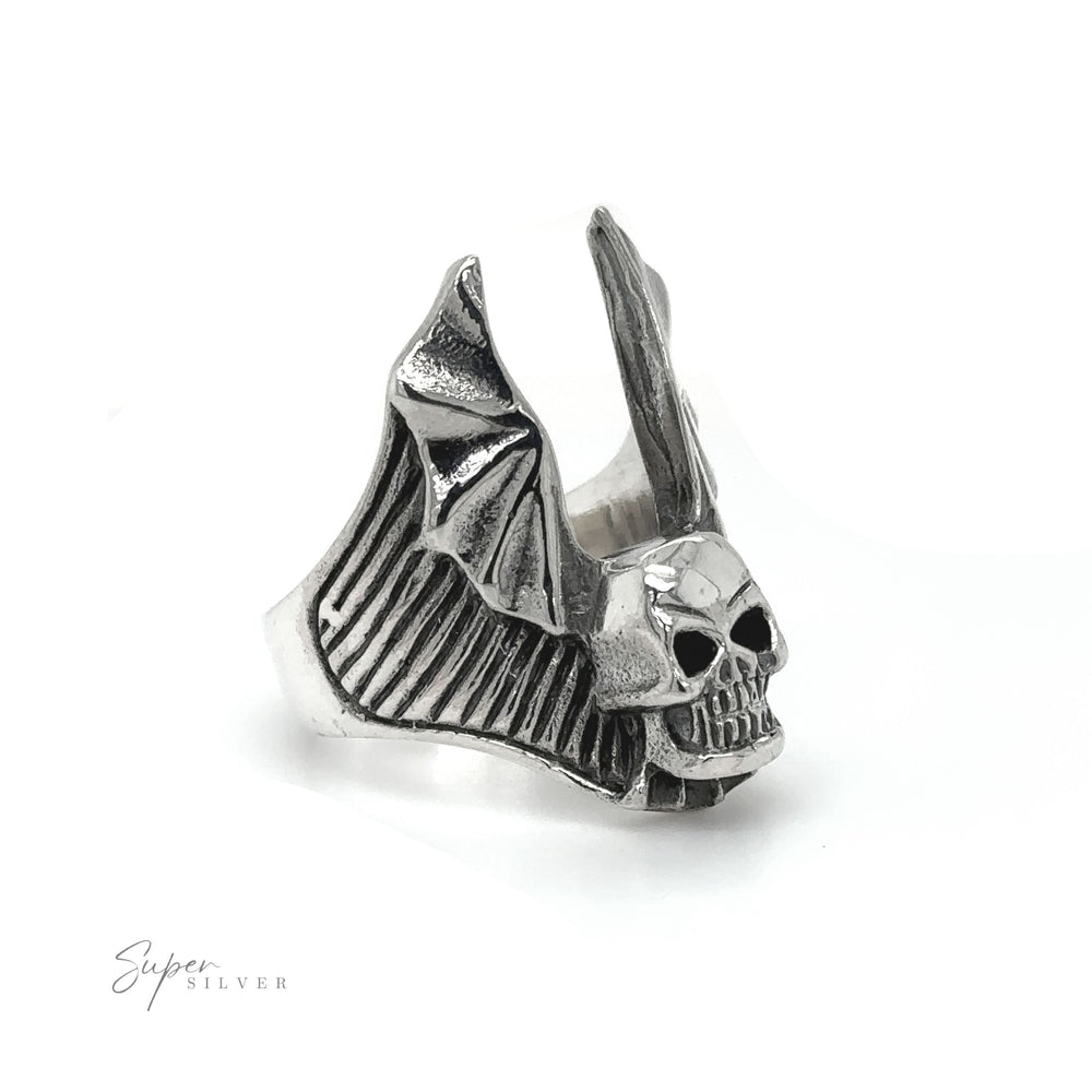 A sinister Heavy Skull with Wings Ring.