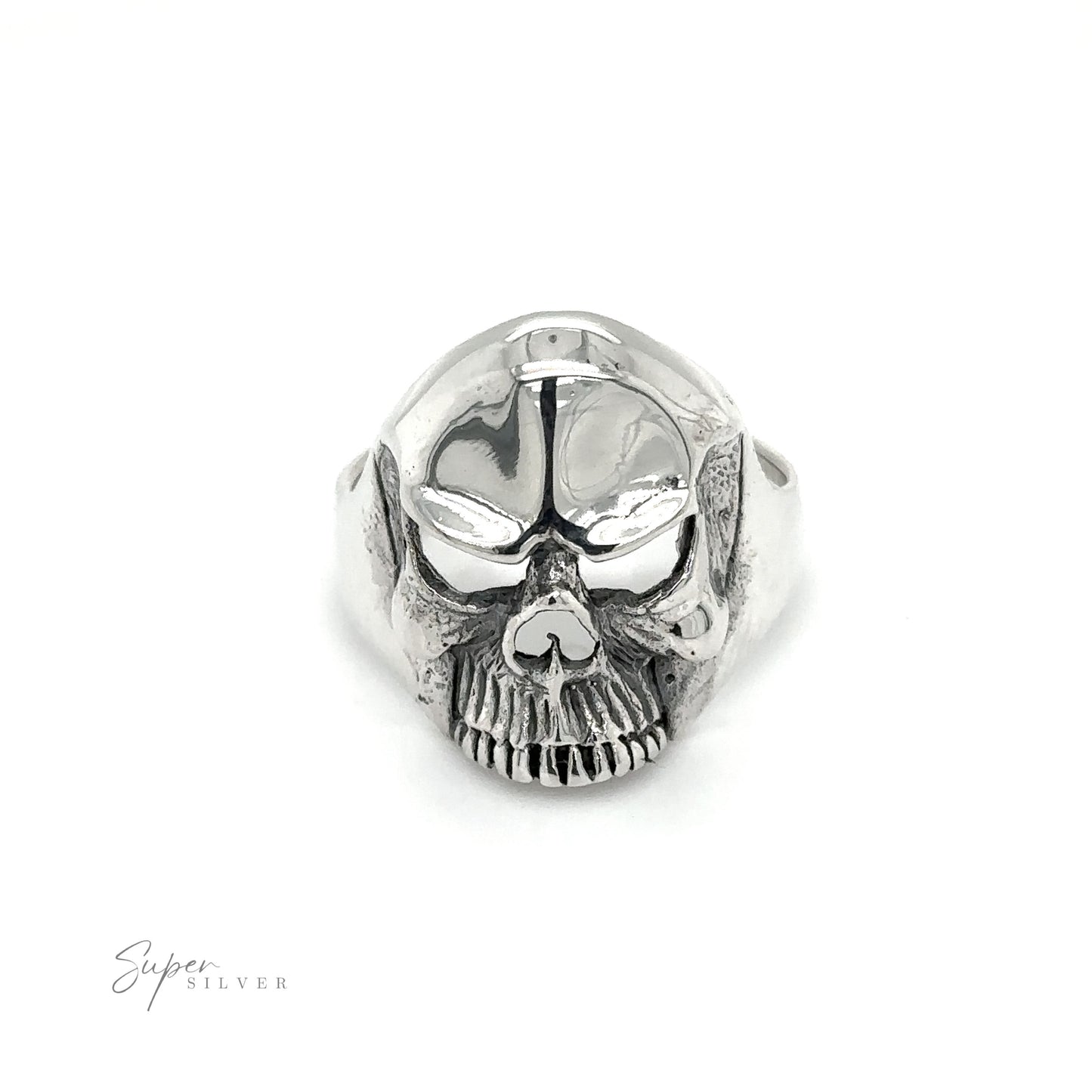 
                  
                    A fierce Heavy Upper Skull Ring showcases a fearless spirit against a stark white background.
                  
                