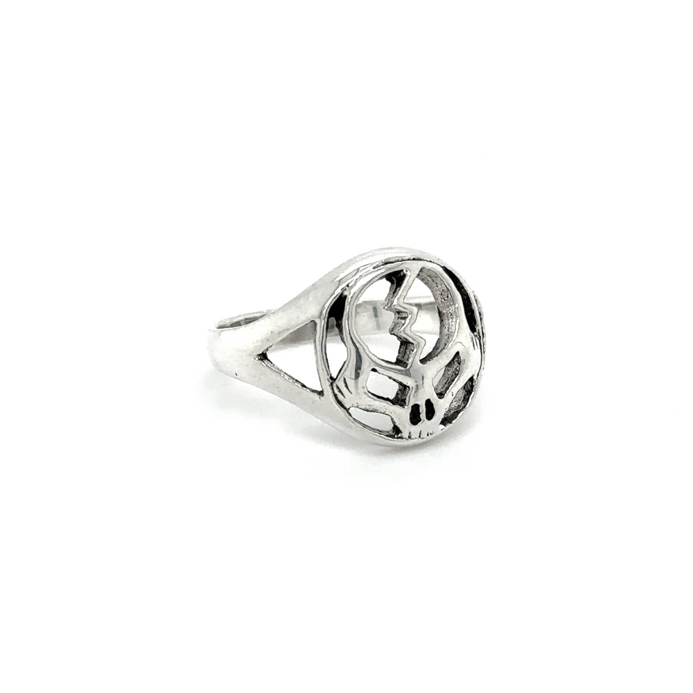 
                  
                    An Outlined Skull Ring with Lightning Bolt with a flower in the middle.
                  
                