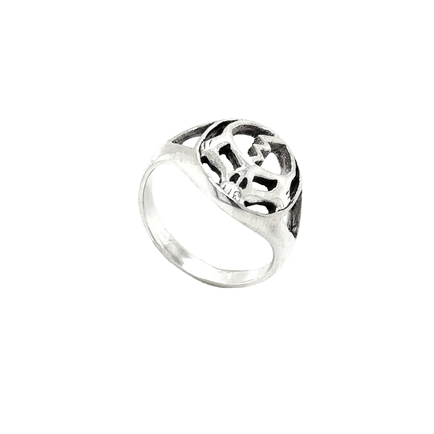 
                  
                    A gothic Outlined Skull Ring with Lightning Bolt in the middle.
                  
                