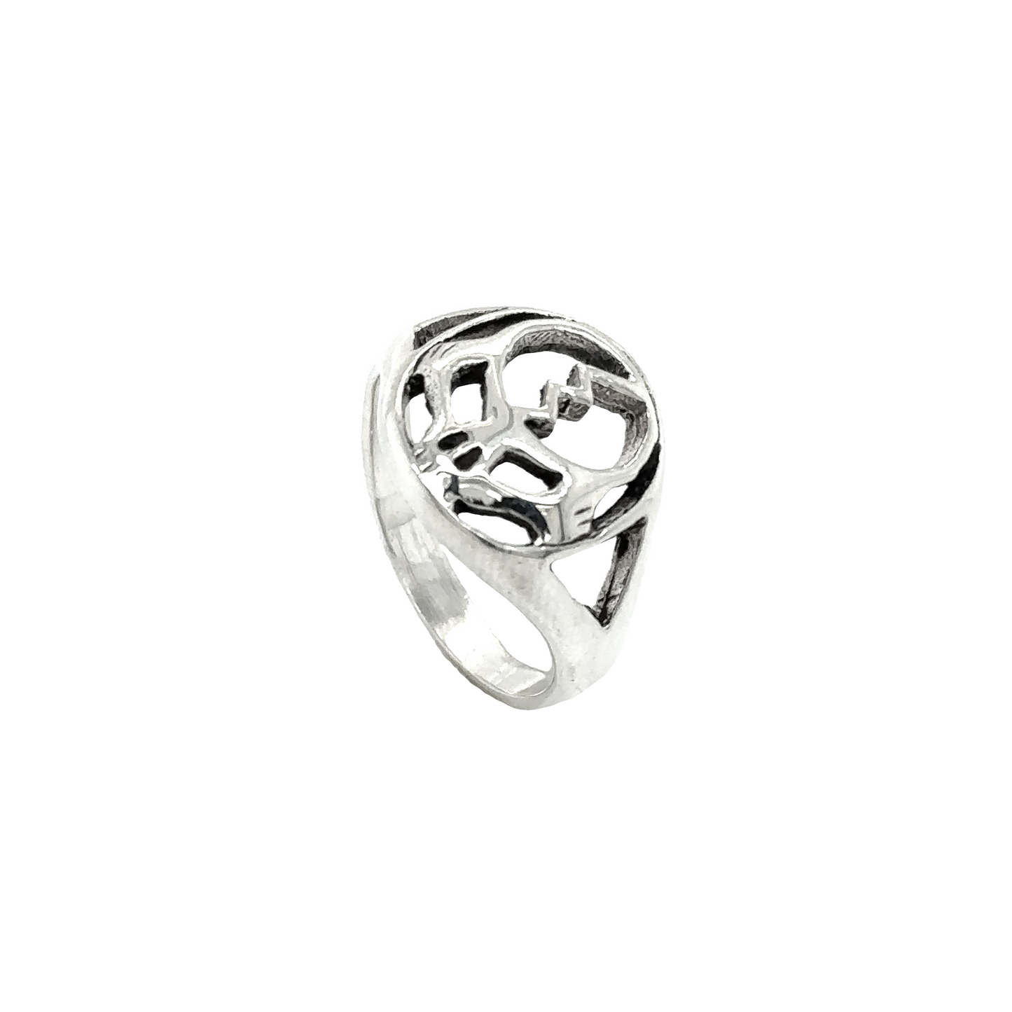 
                  
                    A Outlined Skull Ring with Lightning Bolt with a circular design.
                  
                