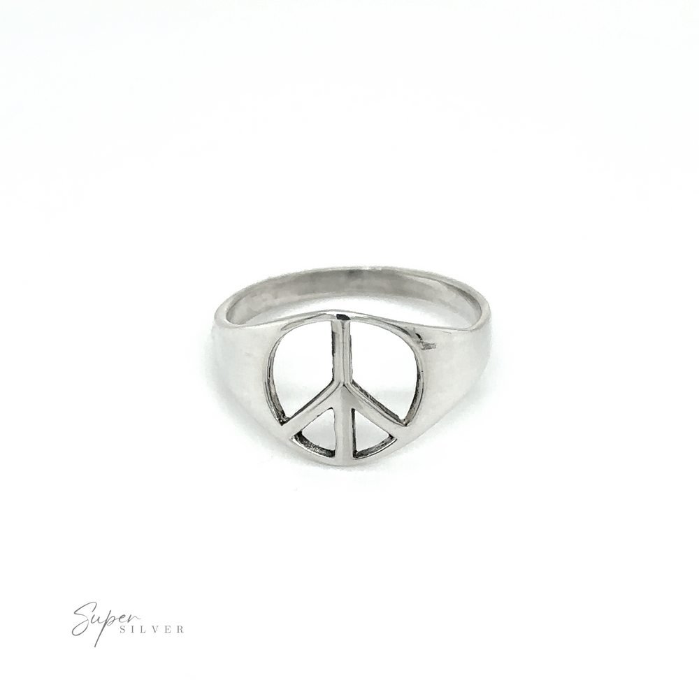 
                  
                    This Tapered Peace Ring features a peace sign, symbolizing unity and harmony.
                  
                