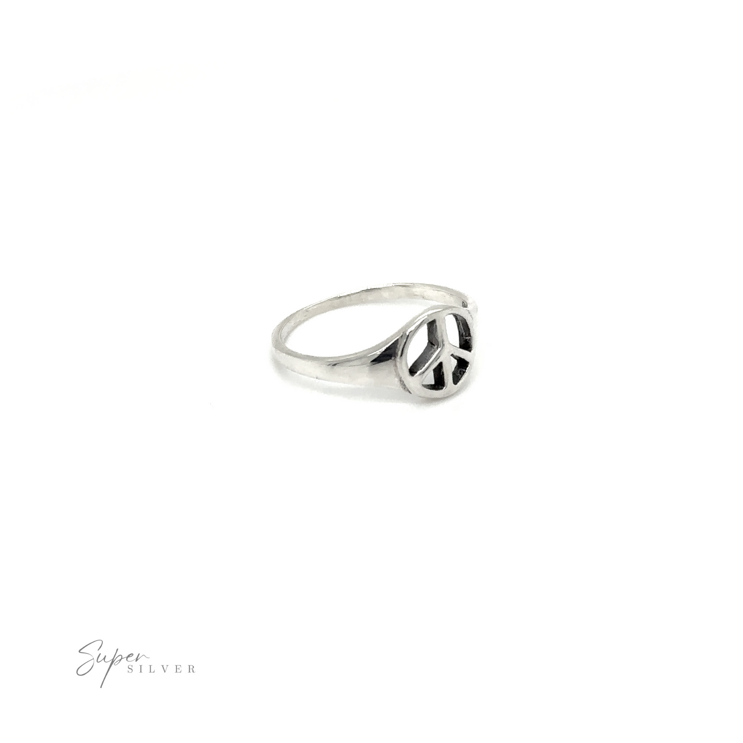 
                  
                    A classic style Tapered Peace Ring adorned with a peace sign, symbolizing unity and harmony.
                  
                
