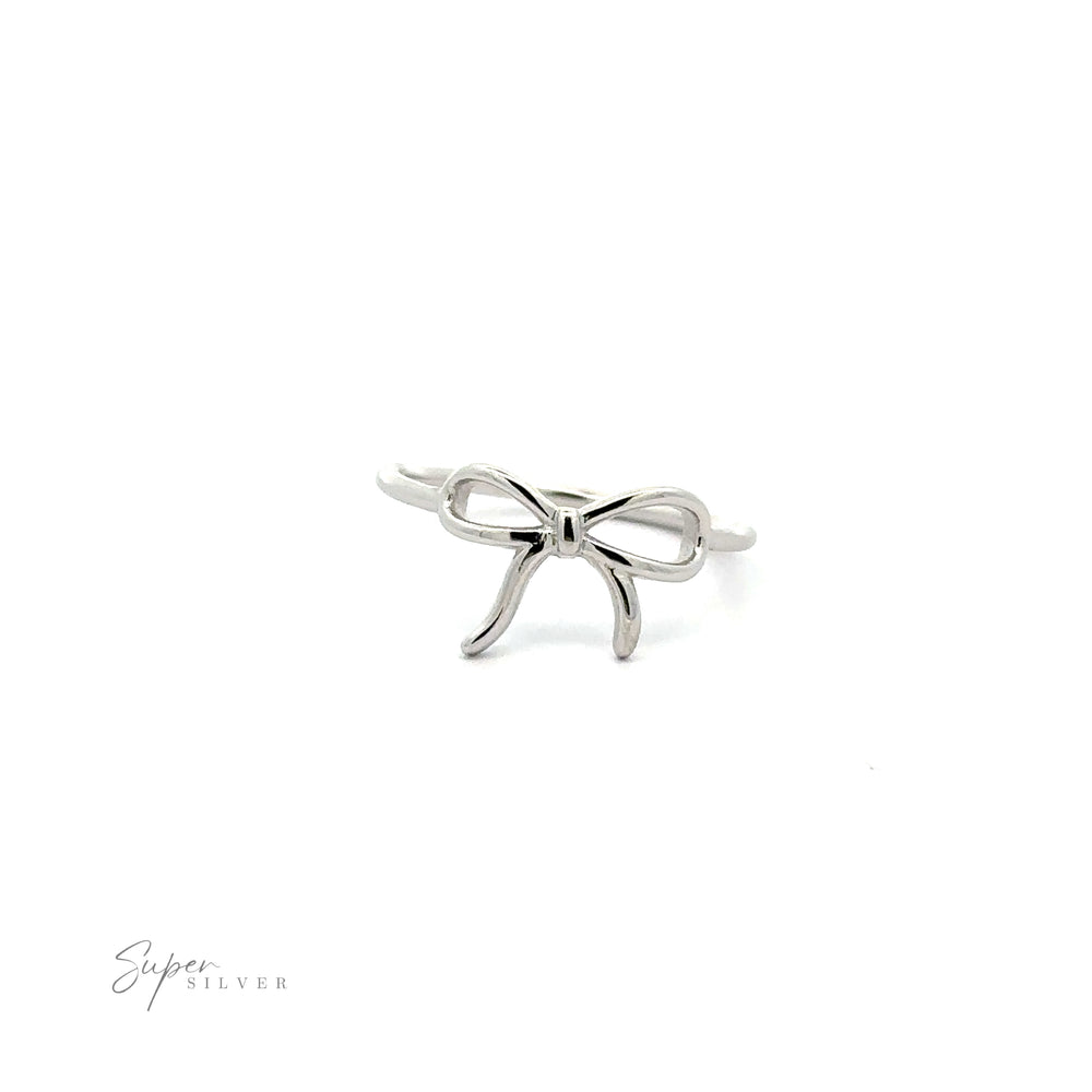 A high polish Ribbon Bow Ring on a white background.