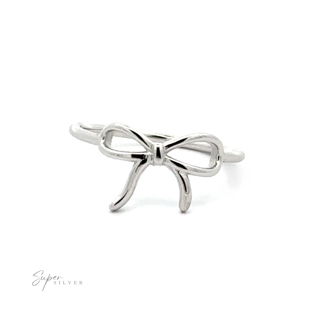 A High Polish Ribbon Bow Ring on a white background.