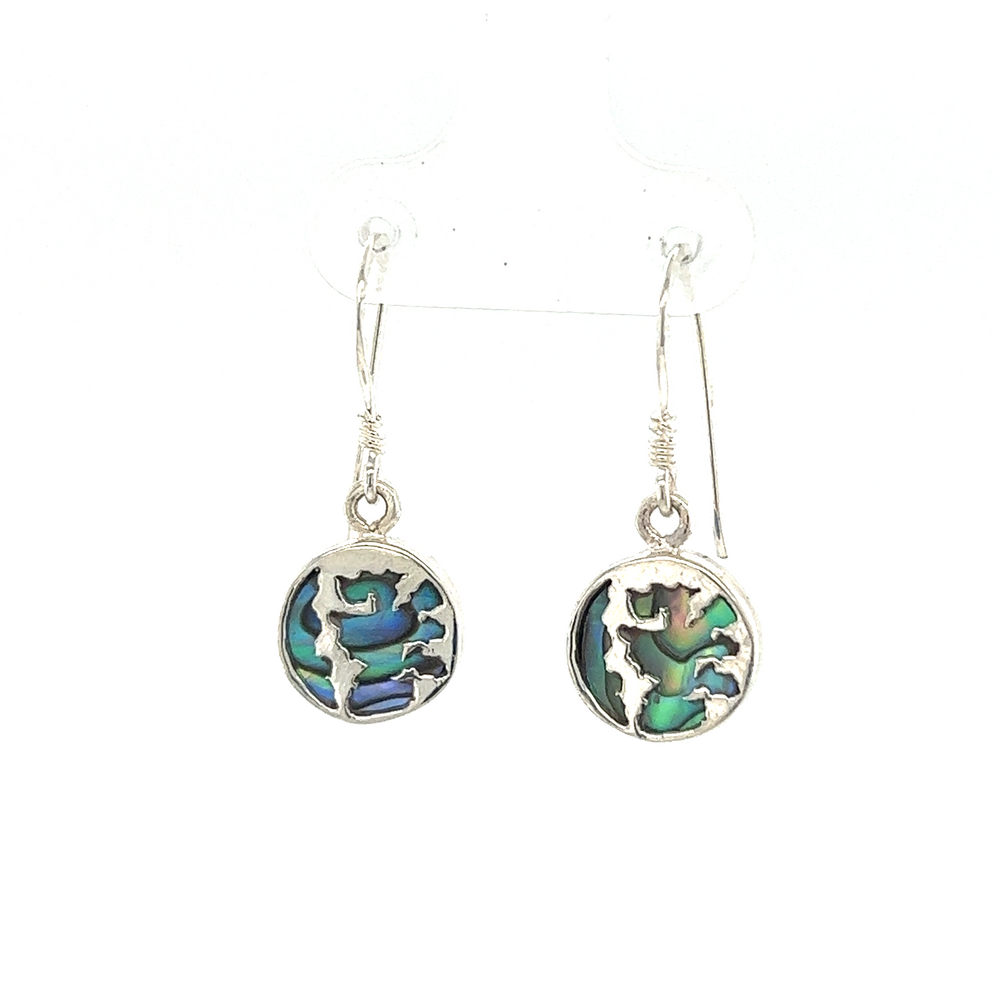
                  
                    Beautiful Round Abalone Earrings with Overlay Design from Super Silver on a white background.
                  
                