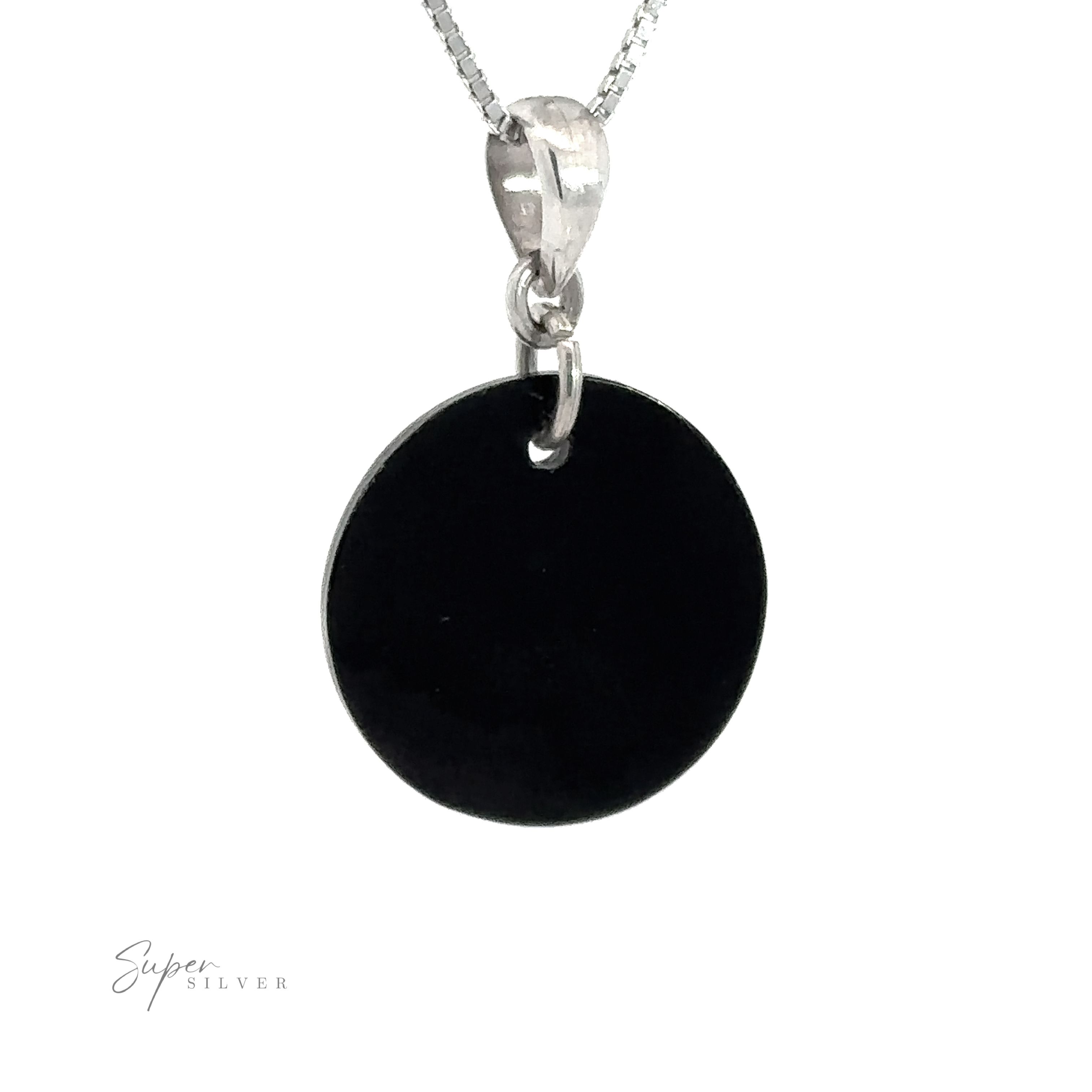 A silver chain necklace with a Charming Abalone Pendant.