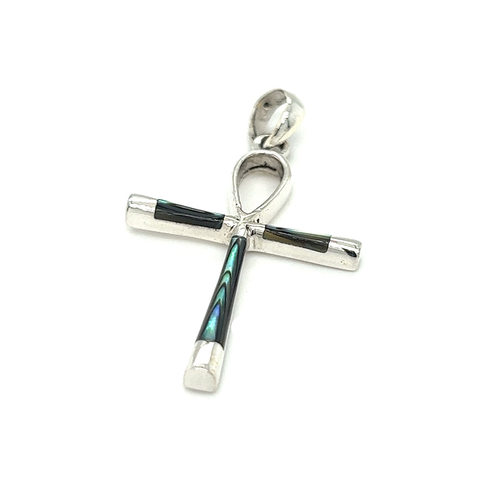 A Super Silver Inlay Stone Ankh Pendant, a statement piece inspired by ancient Egypt.