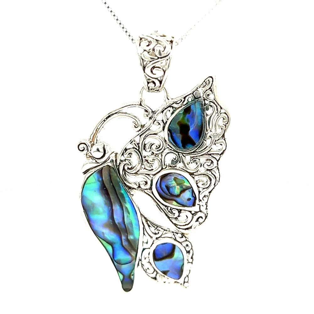 
                  
                    A symbol of transformation, this Filigree Butterfly Inlay Pendant features intricate silver detailing.
                  
                