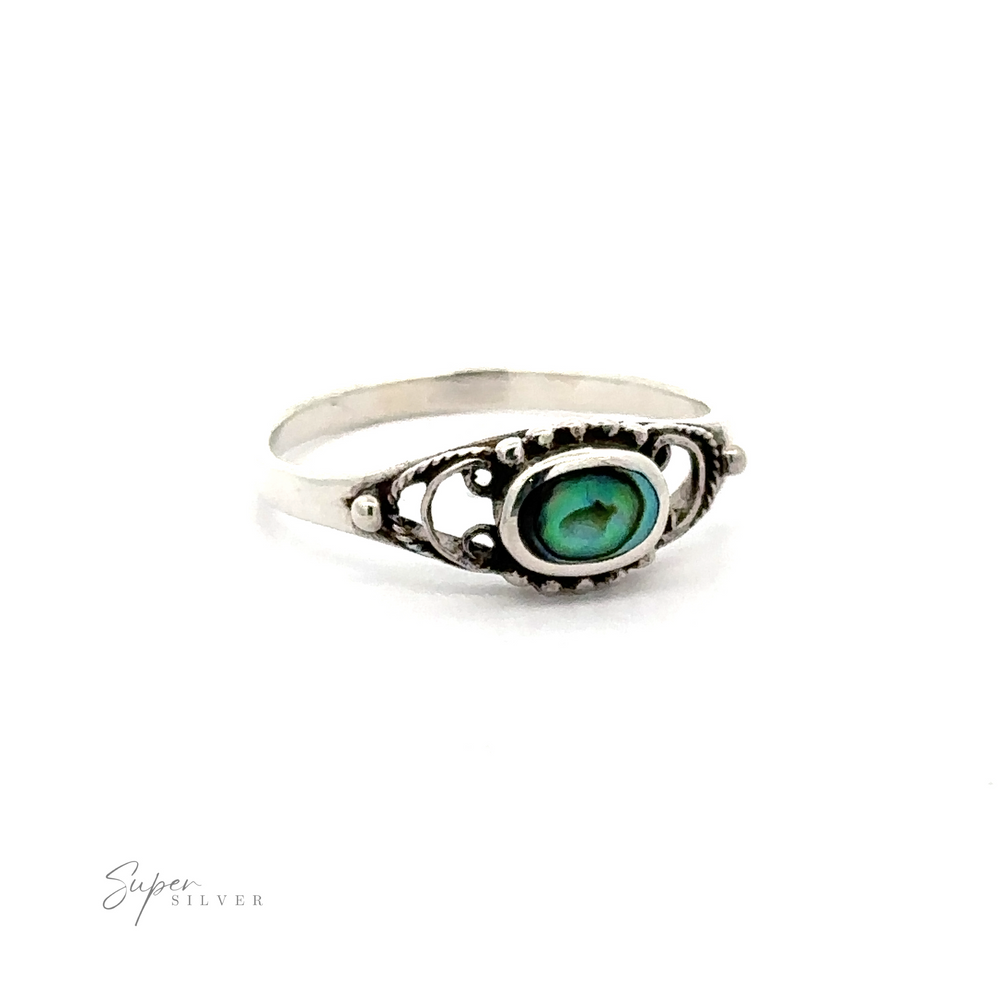 
                  
                    A Sterling Silver Oval Stone Ring With Delicate Border.
                  
                