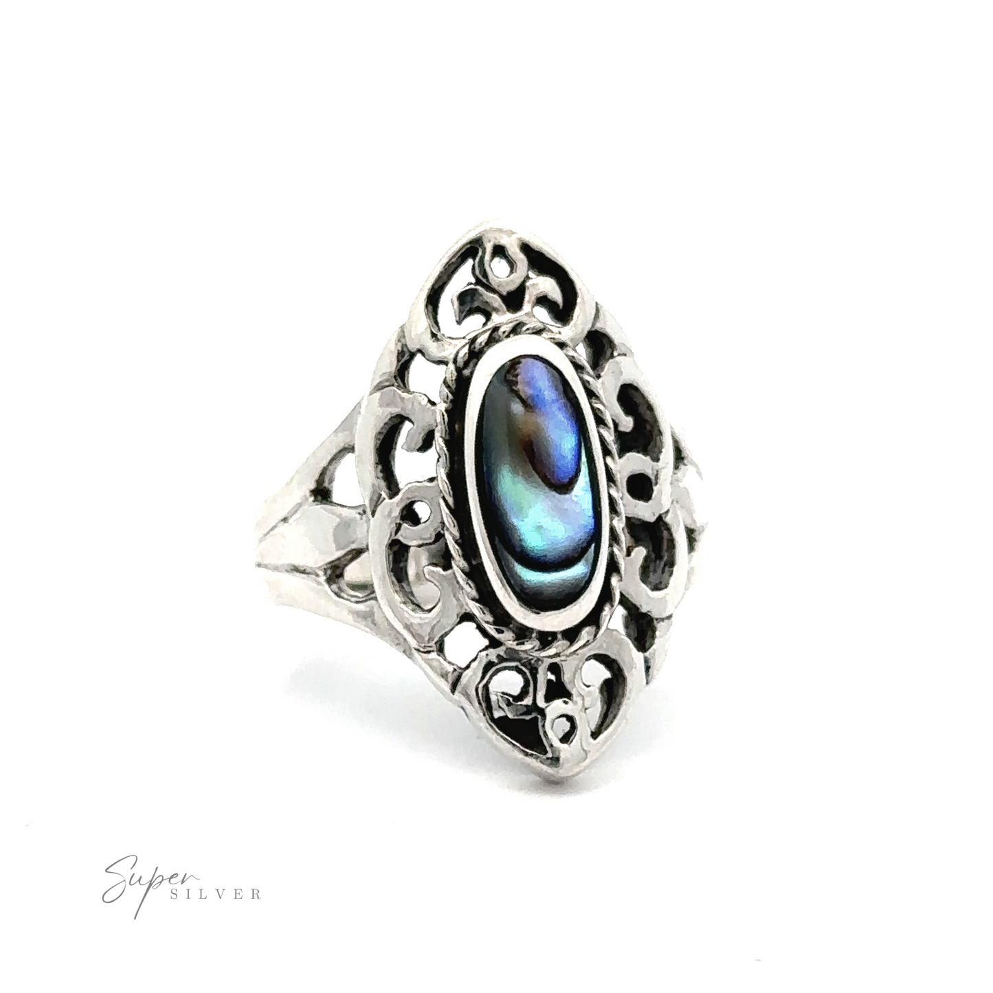 
                  
                    Marquise filigree inlay stone ring with abalone shell, exuding bohemian elegance.
                  
                