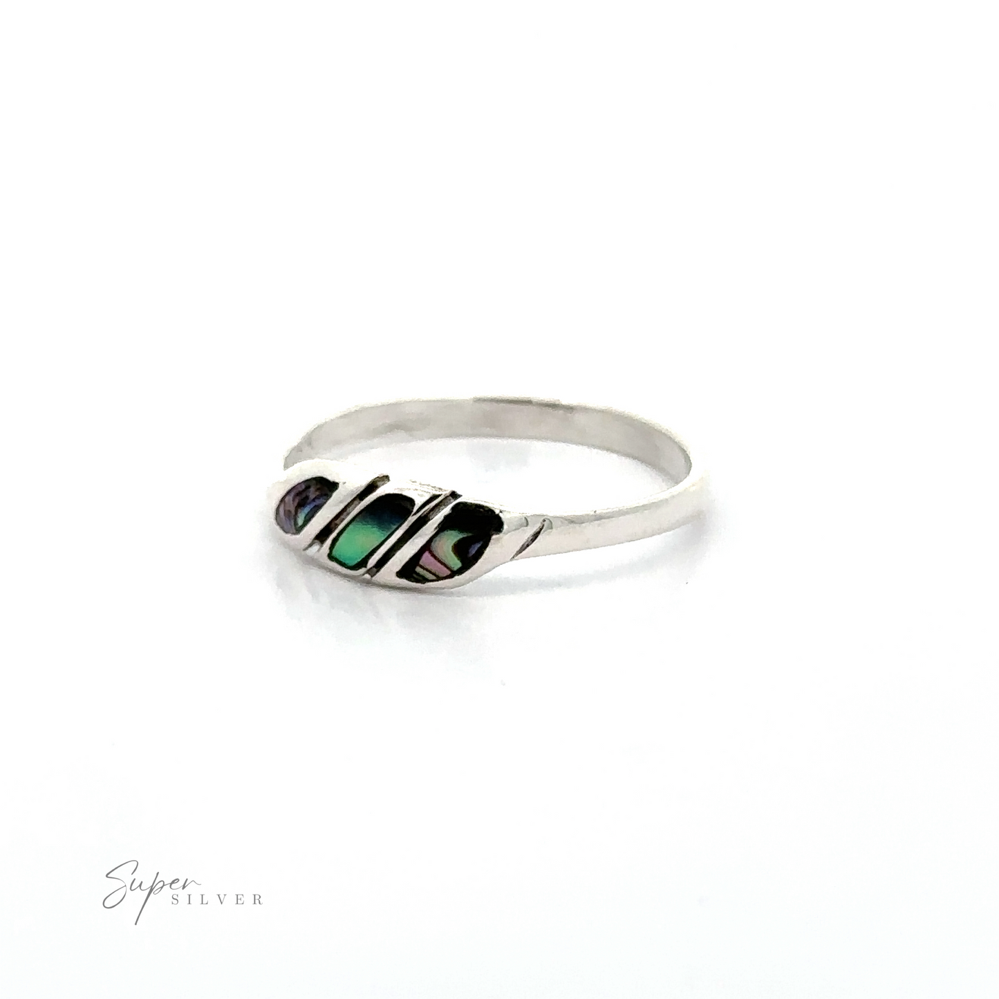 
                  
                    Dainty Inlay Stone Twist Ring with green and black inlay stone on a white background.
                  
                