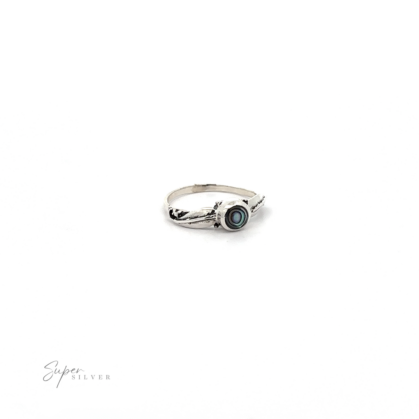 
                  
                    A sterling silver Round Stone Ring With Leaves.
                  
                