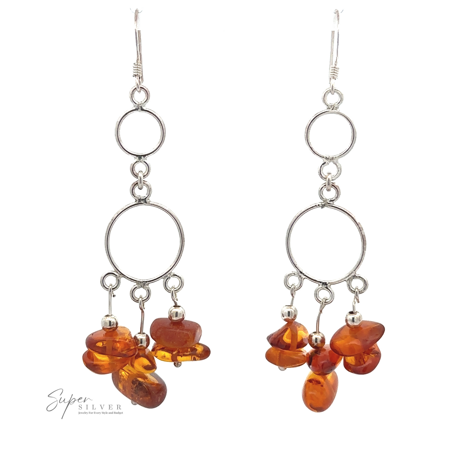 
                  
                    A pair of Hoop Dangle Earrings with Amber, featuring beautiful Baltic Amber dangle stones.
                  
                