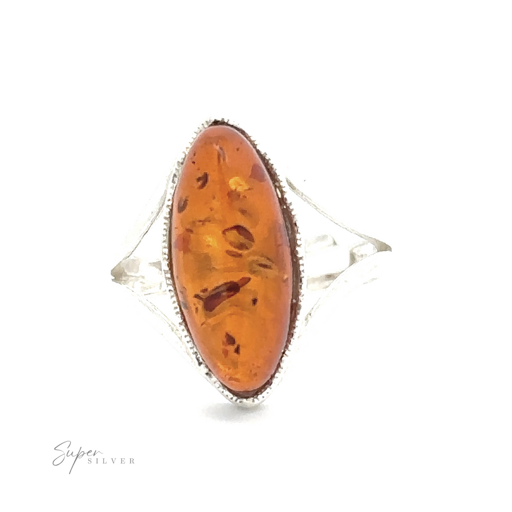 
                  
                    Marquise-Shaped Baltic Amber Adjustable Ring, photographed against a plain white background.
                  
                