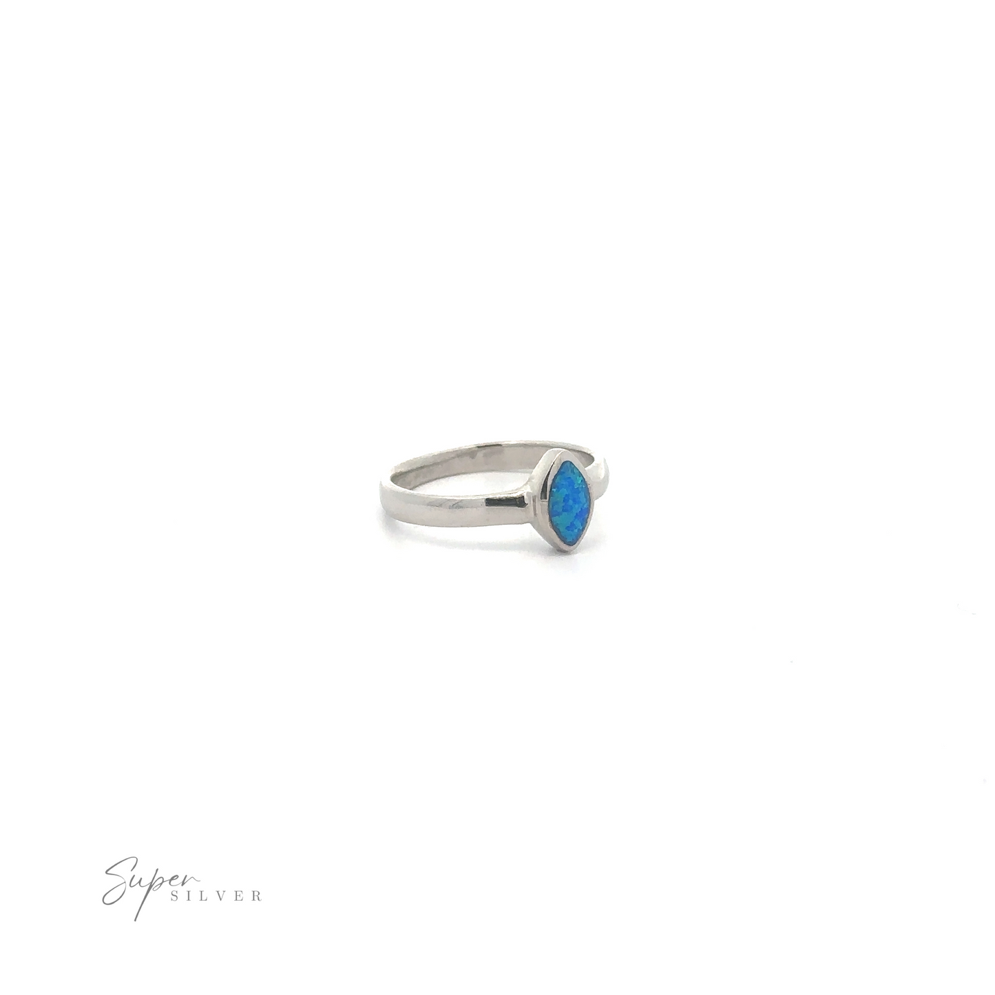 
                  
                    Simple Marquise Shaped Opal Ring with a lab opal on a white background.
                  
                