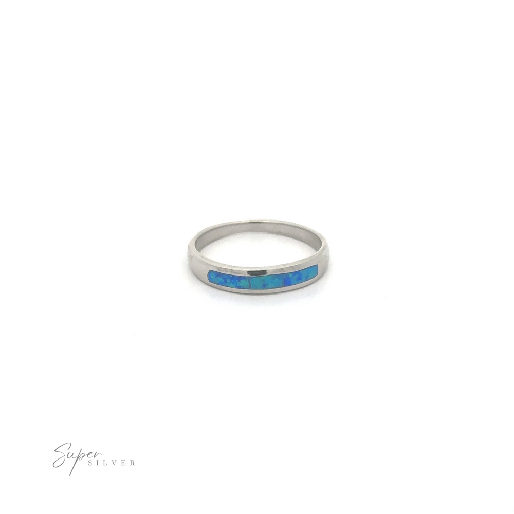 
                  
                    Sterling silver ring with Inlay Opal Half Band on a white background.
                  
                