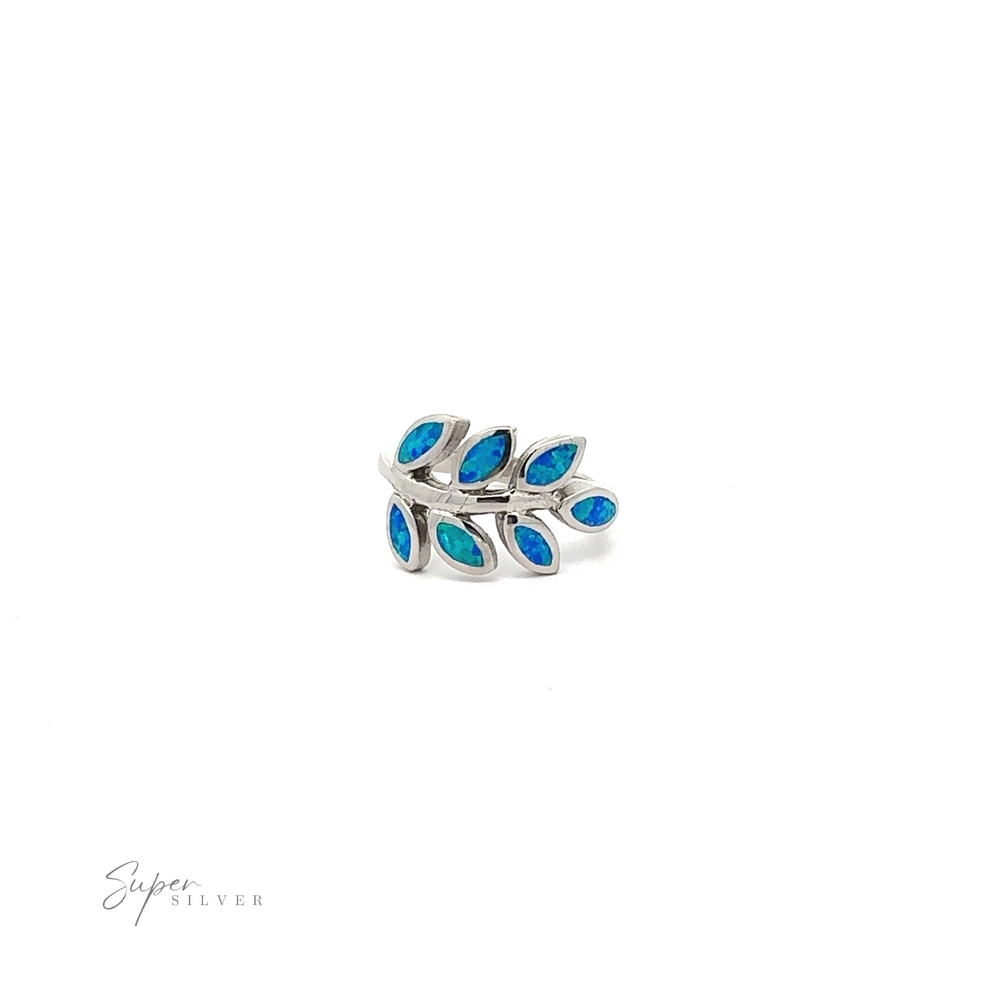 
                  
                    Sterling silver ring with Lab-Created Opal Fern Ring inlays on a white background.
                  
                