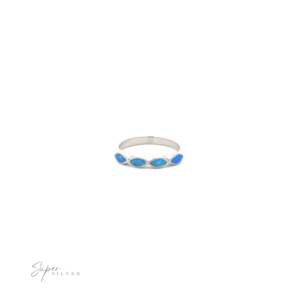 
                  
                    Stackable Blue Opal Ring With Marquise Stones with a white background.
                  
                