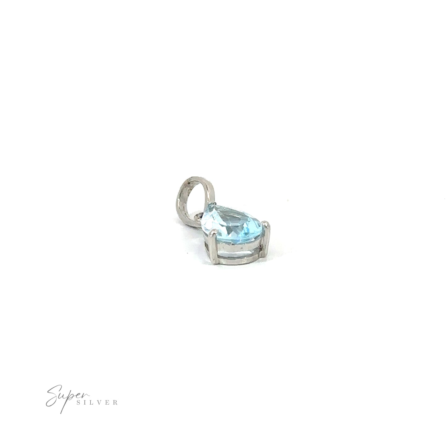 
                  
                    A Dainty Faceted Gemstone Pendant with a blue topaz stone, boasting a minimalist style in sterling silver.
                  
                
