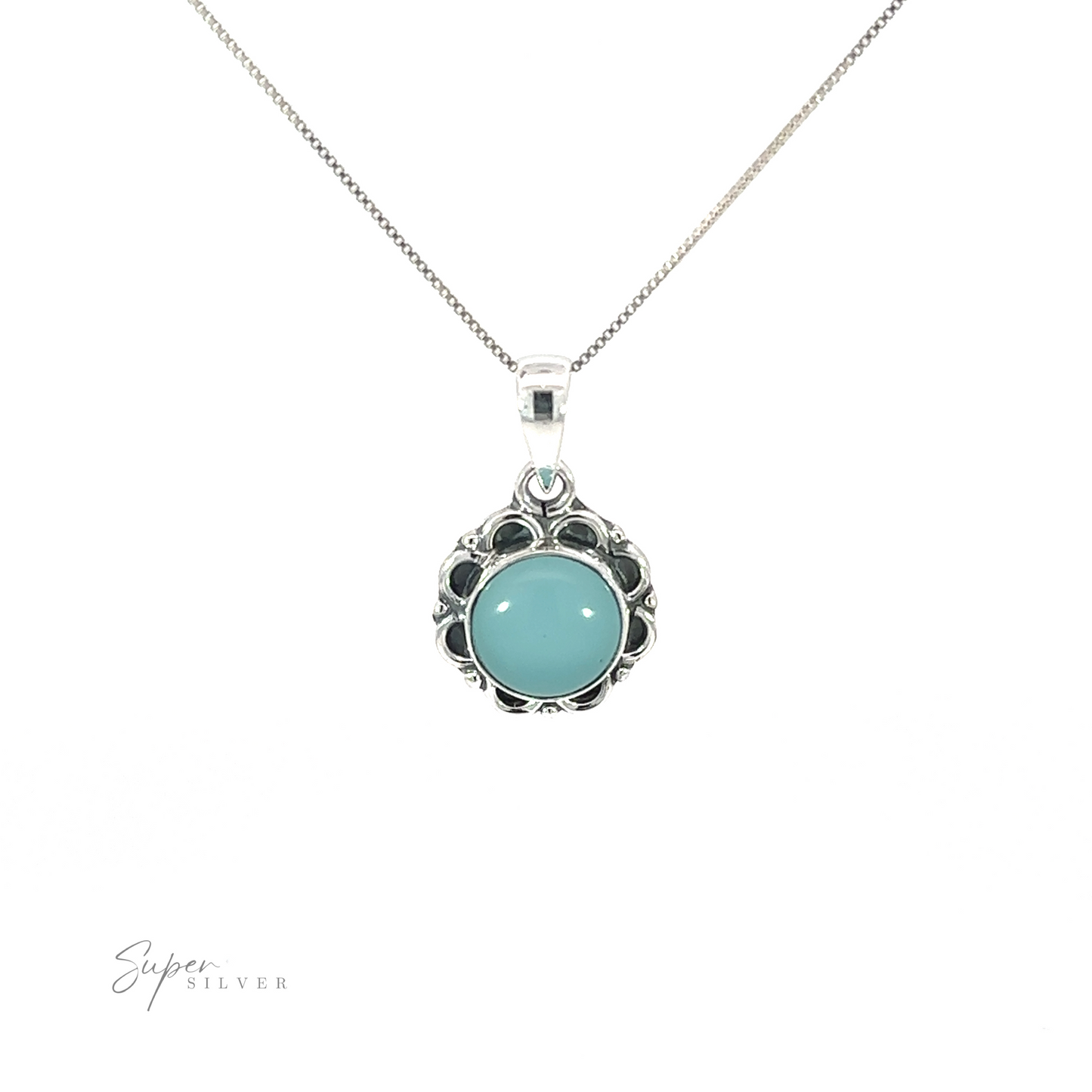 
                  
                    A Round Gemstone Pendant with Flower Border, adding nature's charm to everyday style.
                  
                