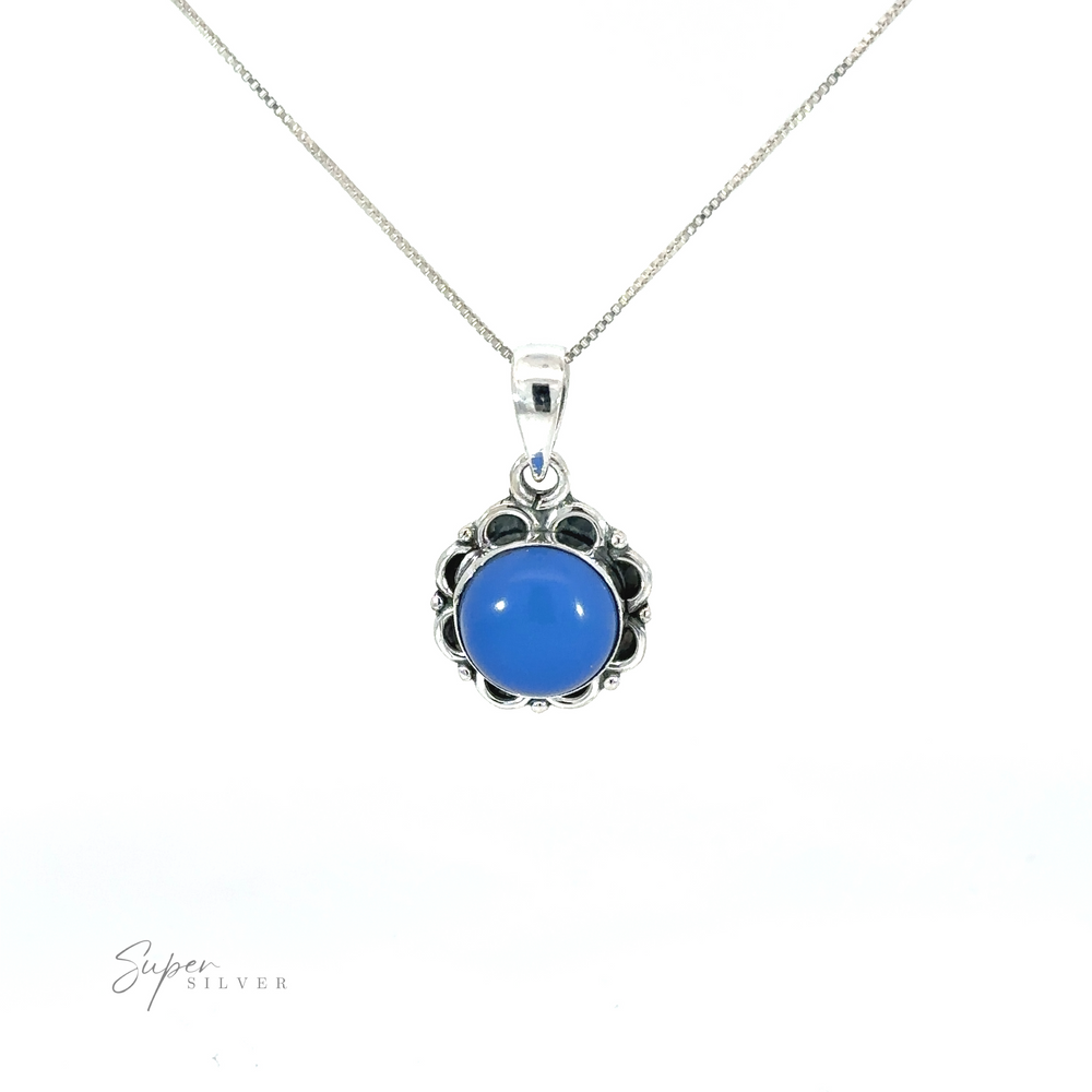 
                  
                    An everyday style Round Gemstone Pendant with Flower Border, showcasing nature's charm.
                  
                