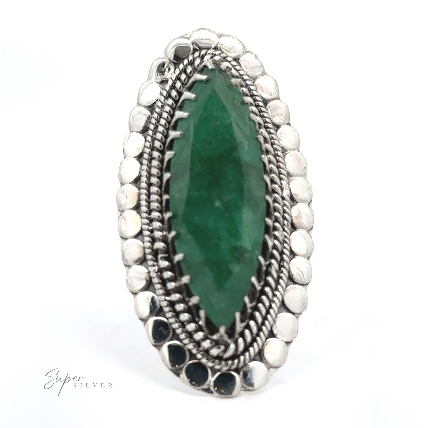 
                  
                    A Statement Marquise Shaped Gemstone Ring is shown against a white background. The design includes intricate silver detailing around the marquise-shaped gemstone, evoking a touch of Bohemian jewelry elegance.
                  
                