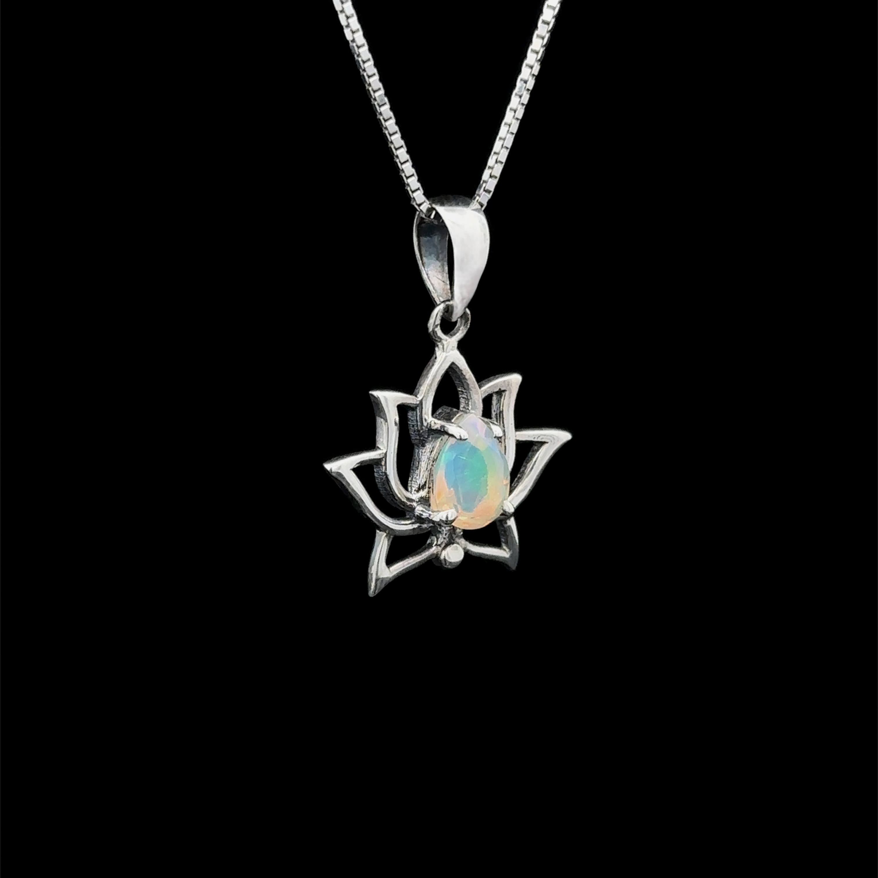 Ethiopian Opal Lotus Pendant