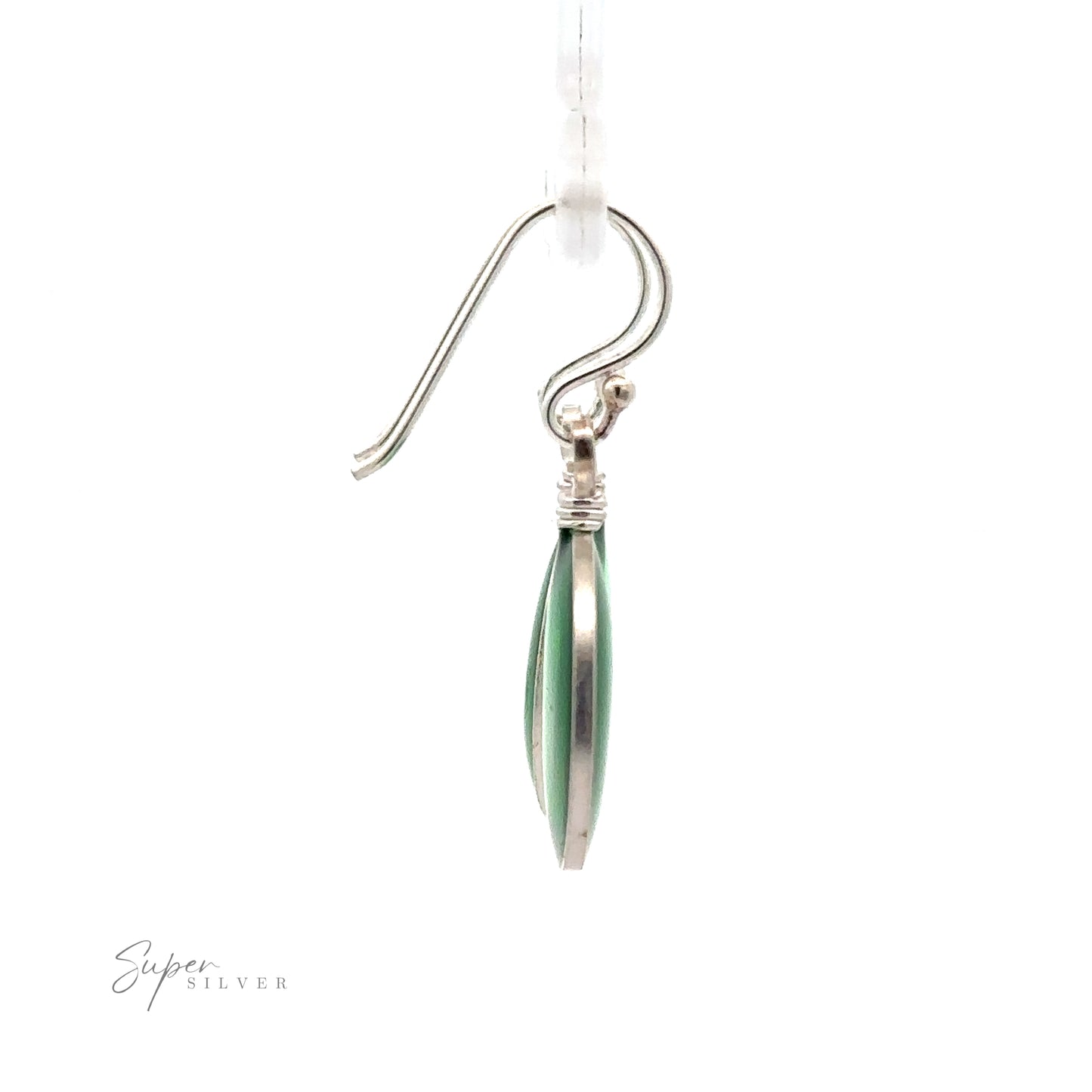 
                  
                    A single Round Glass Earring, attached to a hook, displayed against a white background. The text "Super Silver" is seen in the bottom left corner.

                  
                