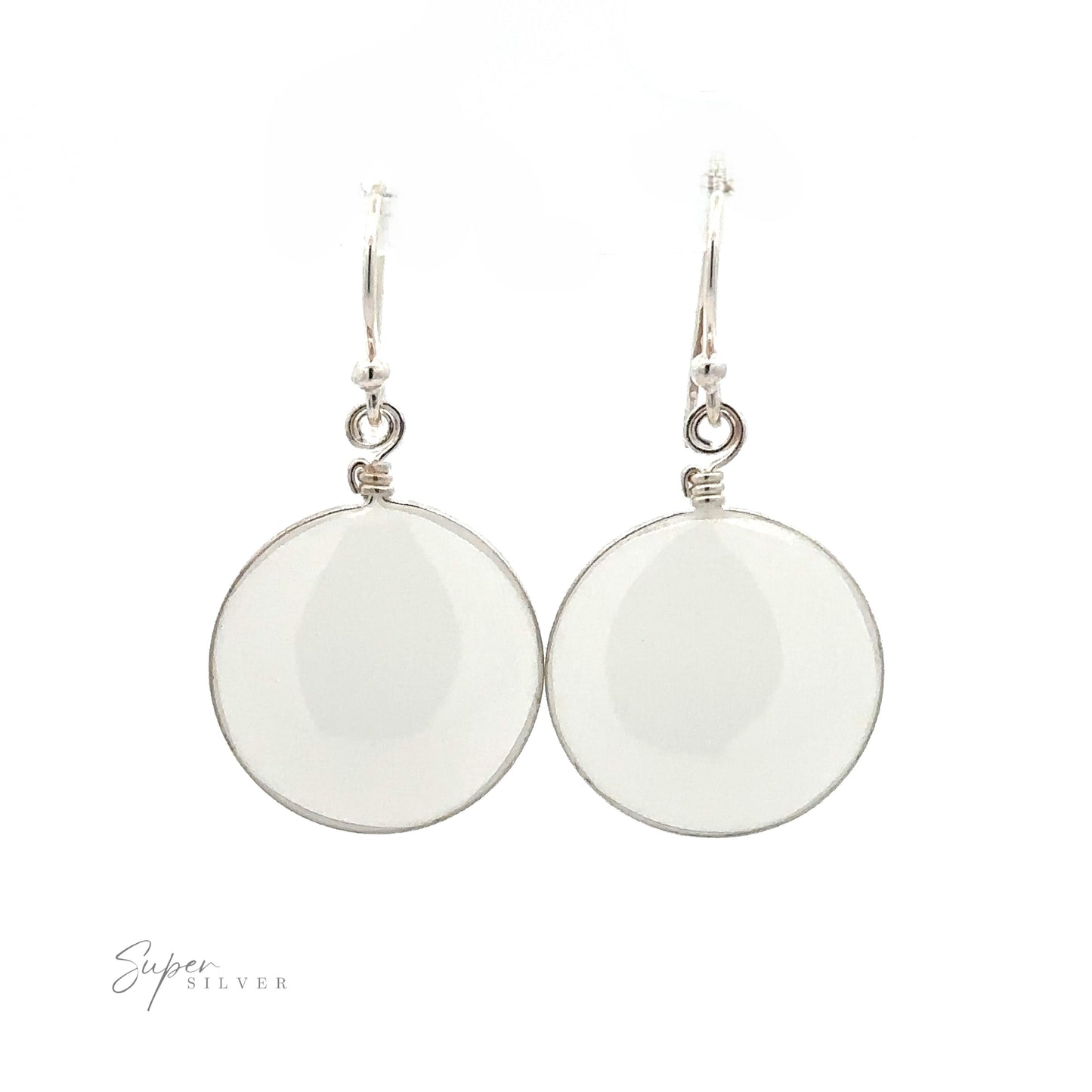 
                  
                    A simple set of Round Glass Earrings crafted from .925 Sterling Silver, featuring a small hook.
                  
                