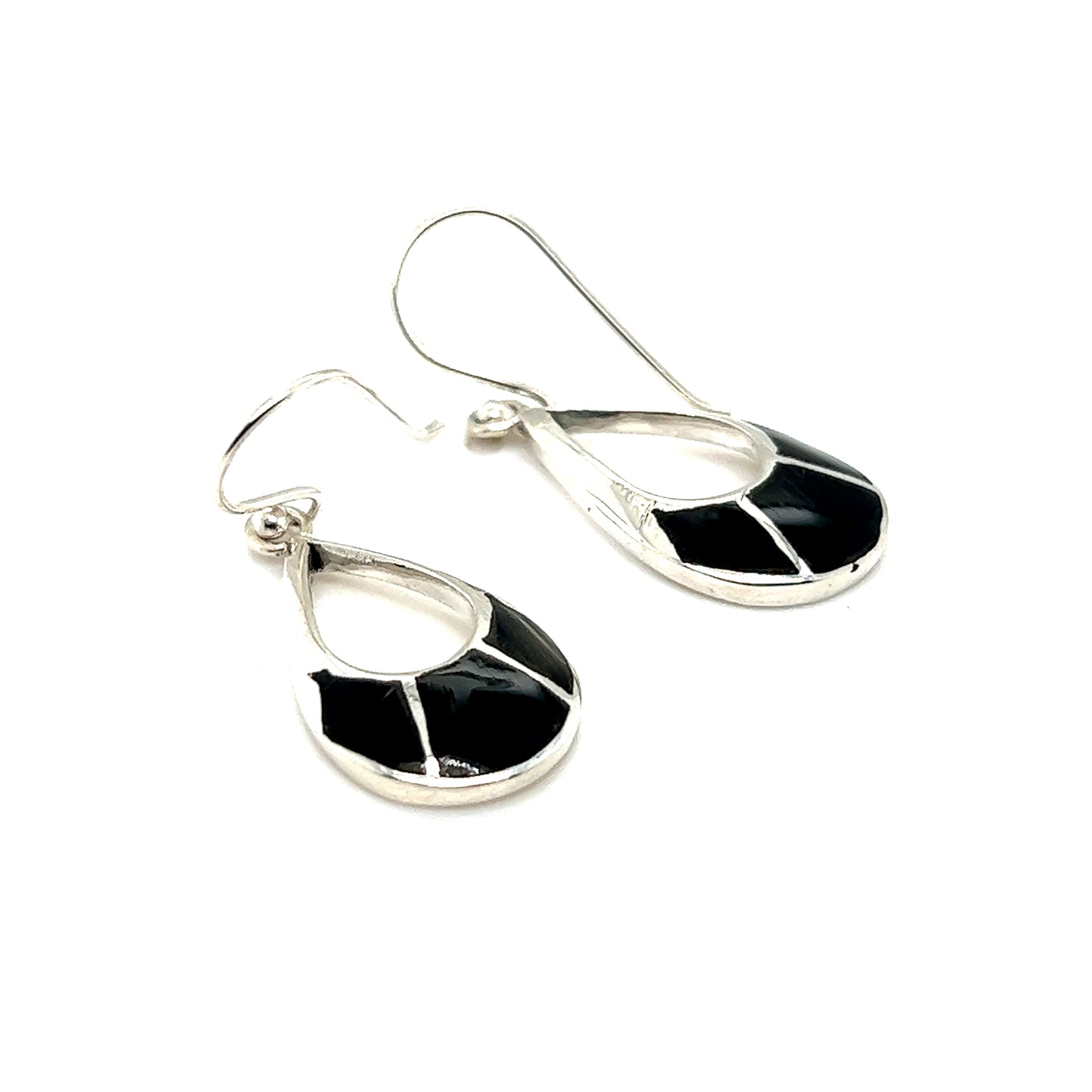 
                  
                    A pair of Super Silver Elegant Teardrop Earrings with Inlaid Stones.
                  
                