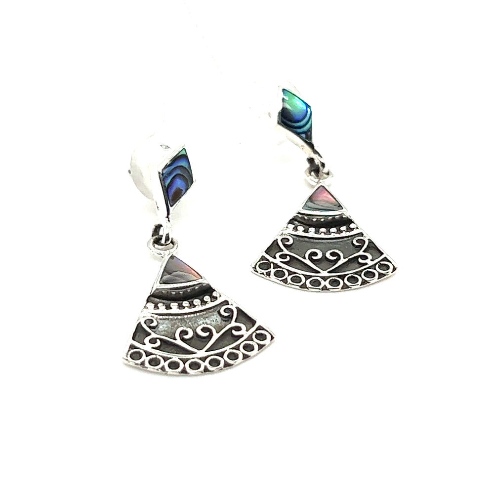 
                  
                    A pair of Bohemian Style Filigree Earrings with Inlay Stones from Super Silver, with a geometric design.
                  
                