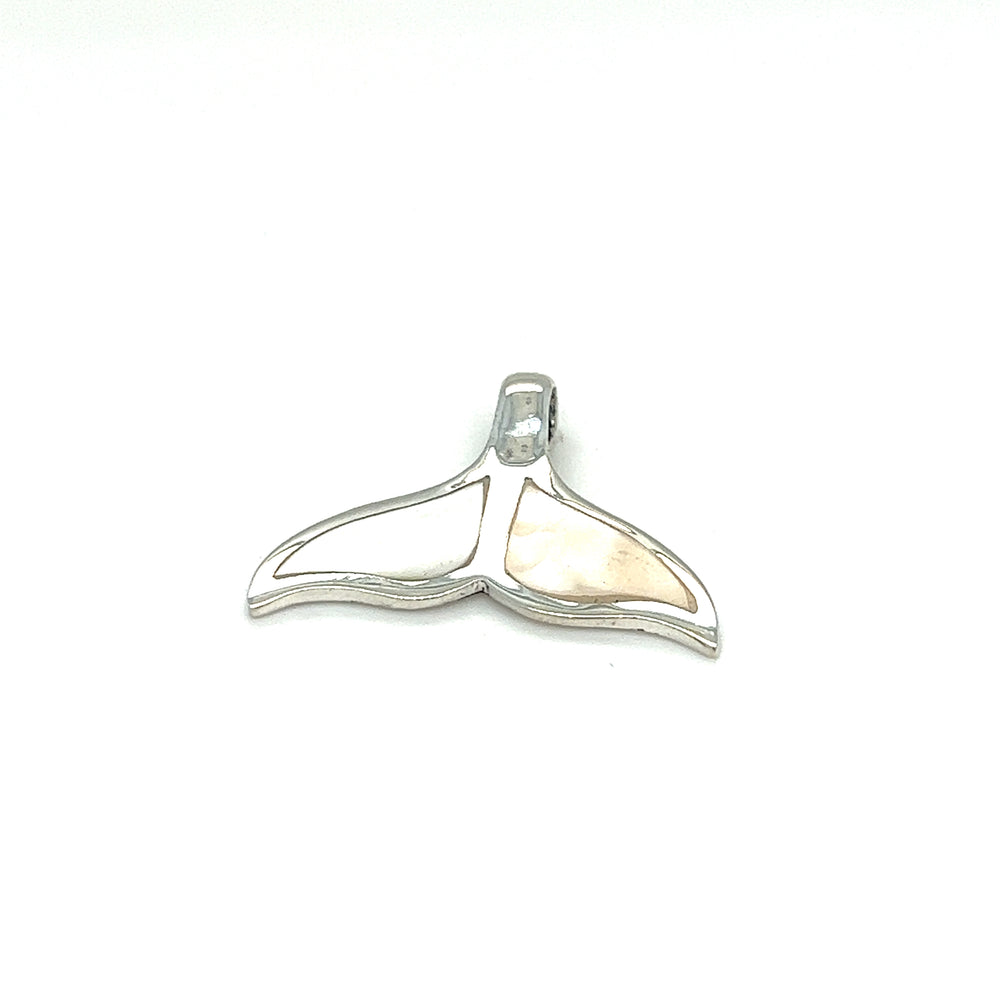 
                  
                    A Super Silver Inlay Whale Tail Pendant on a white background.
                  
                