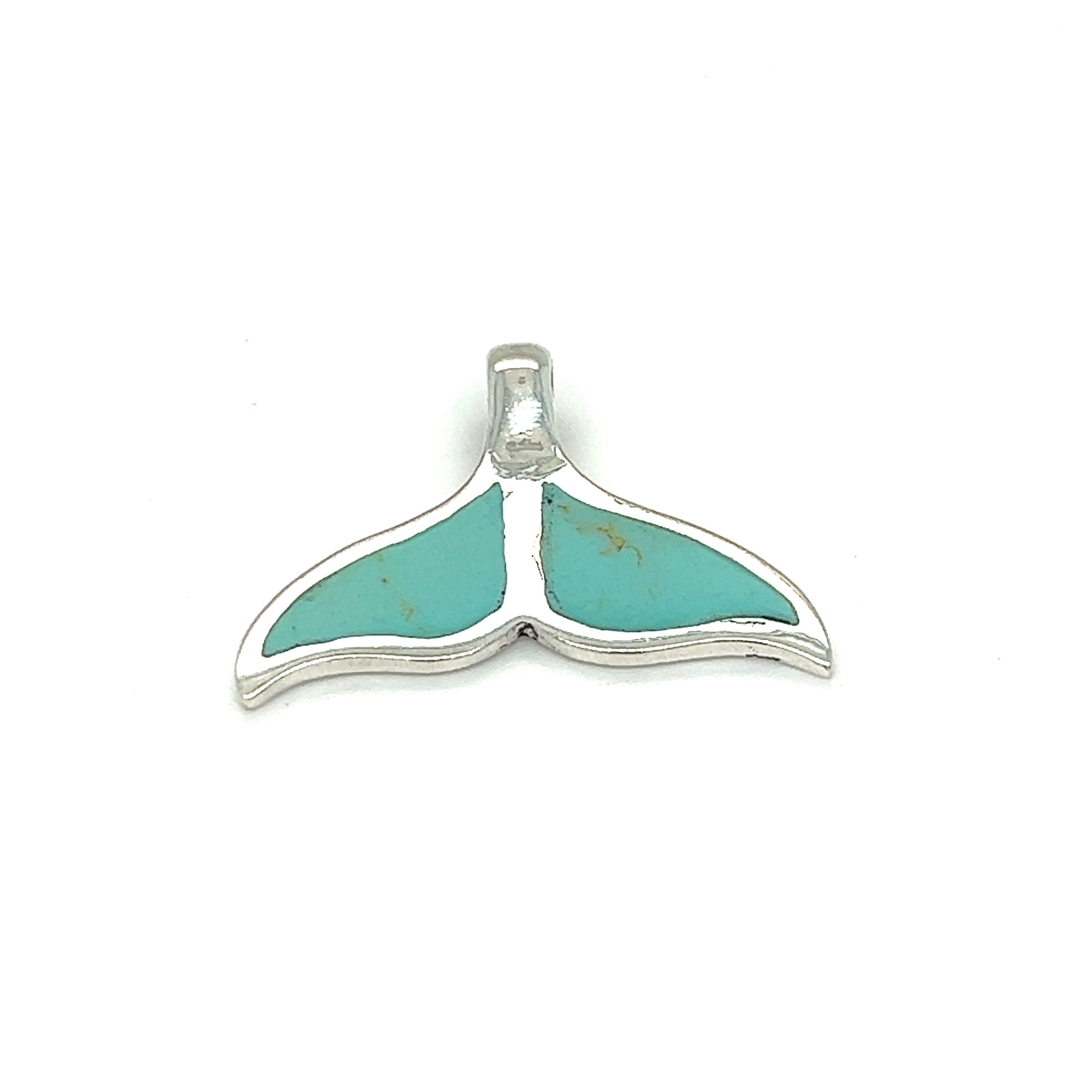 A Inlay Whale Tail Pendant representing ocean conservation on a white background.