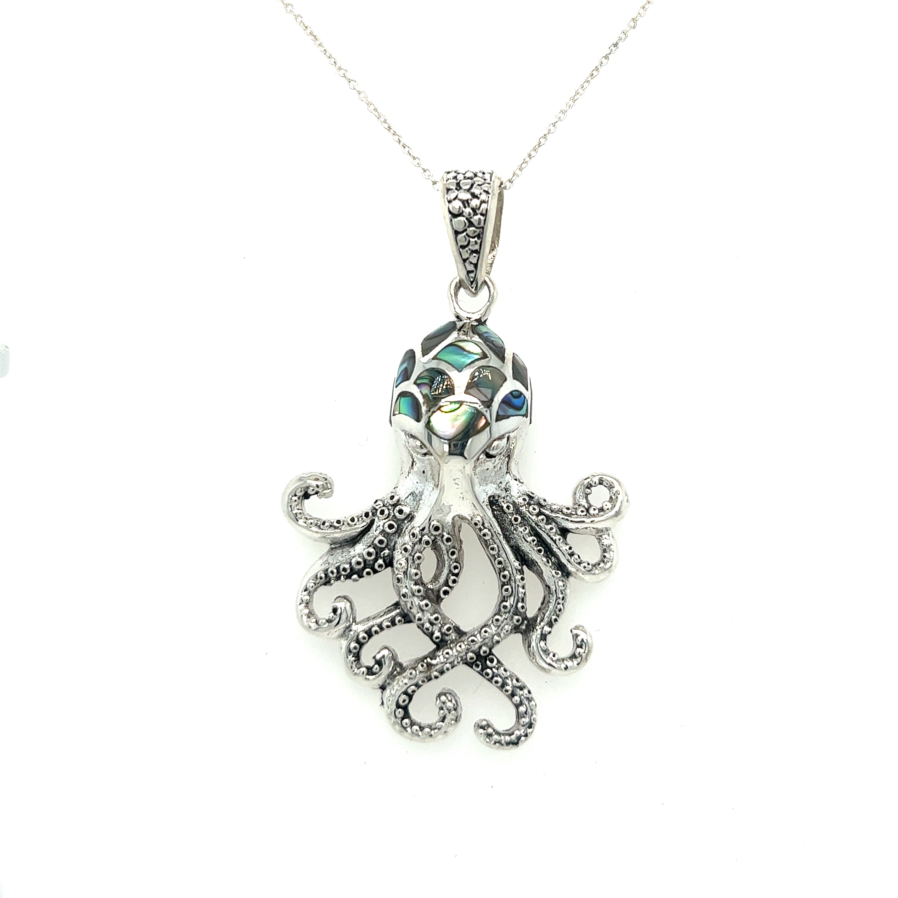 A Super Silver Statement Octopus Pendant with Inlay Stones.