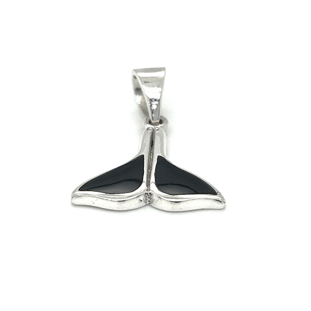 
                  
                    A Simple Whale Tail Pendant with Inlay Stones by Super Silver on a white background.
                  
                