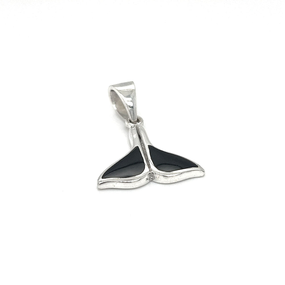 
                  
                    A Simple Whale Tail Pendant with Inlay Stones from Super Silver on a white background.
                  
                