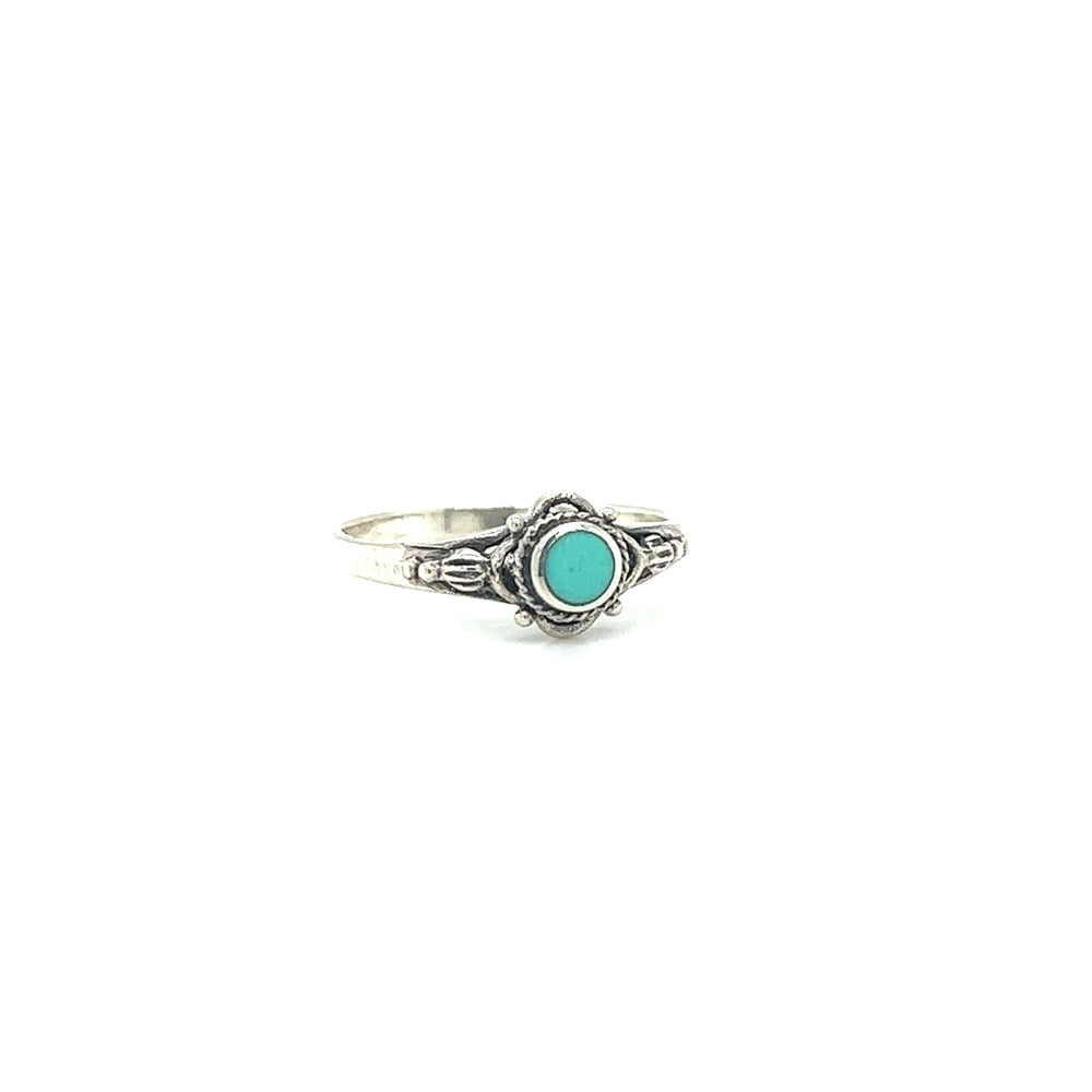
                  
                    A Captivating Dainty Inlaid Stone Ring with Subtle Flower Setting from Super Silver.
                  
                