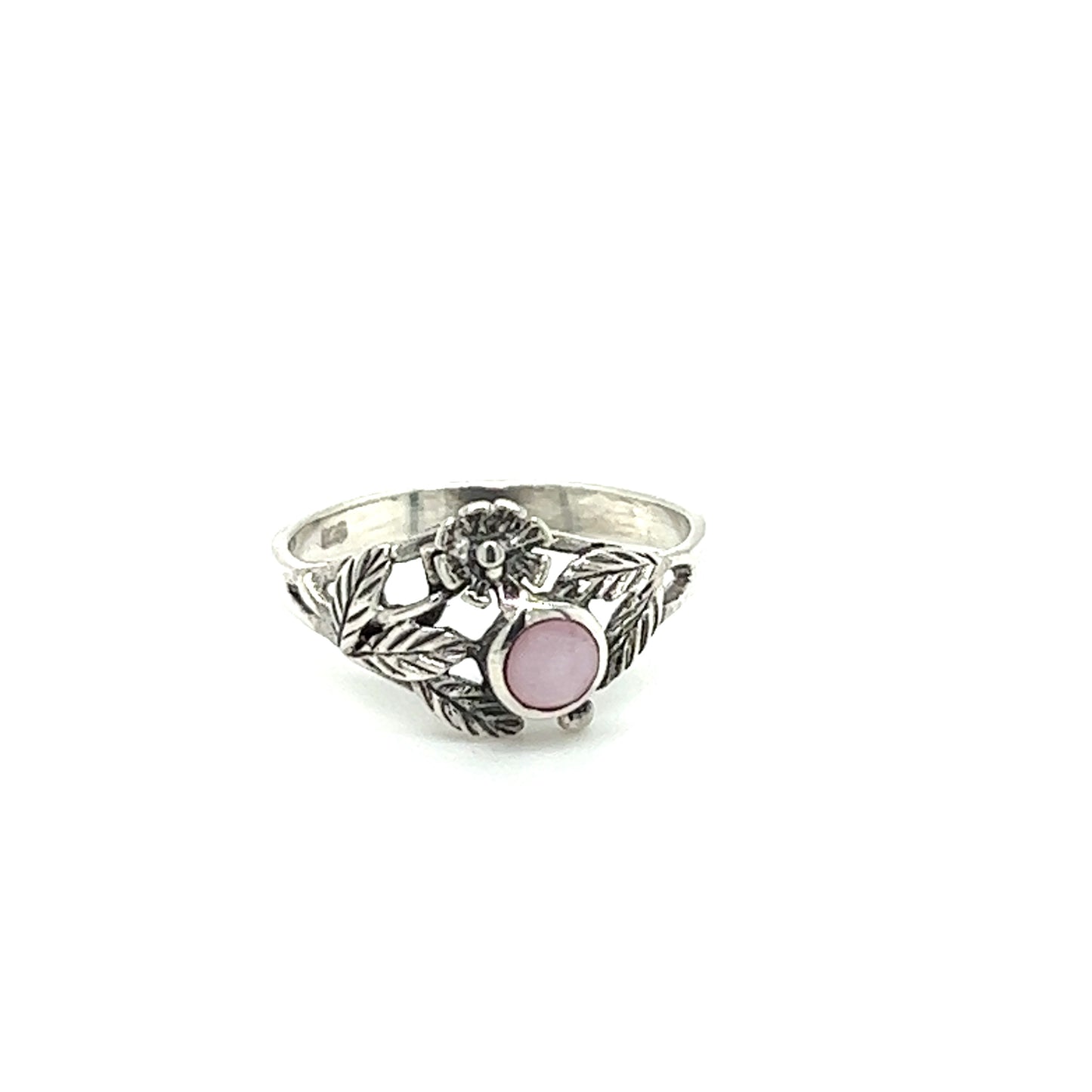 
                  
                    A vintage-inspired Super Silver ring with an Inlaid Stone Ring with Dainty Flower.
                  
                