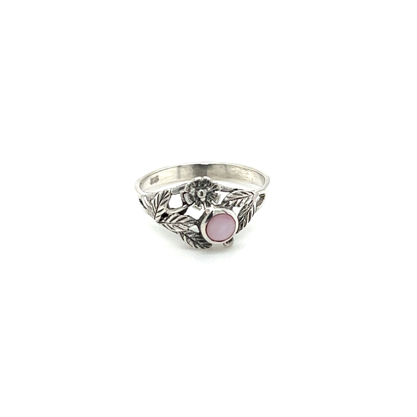 
                  
                    A vintage-inspired Inlaid Stone Ring with Dainty Flower by Super Silver.
                  
                