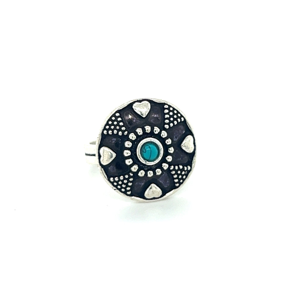 
                  
                    A Stunning Tibetan-Style Ring with a turquoise stone.
Product Name: A Stunning Tibetan-Style Ring with Small Stones.
                  
                