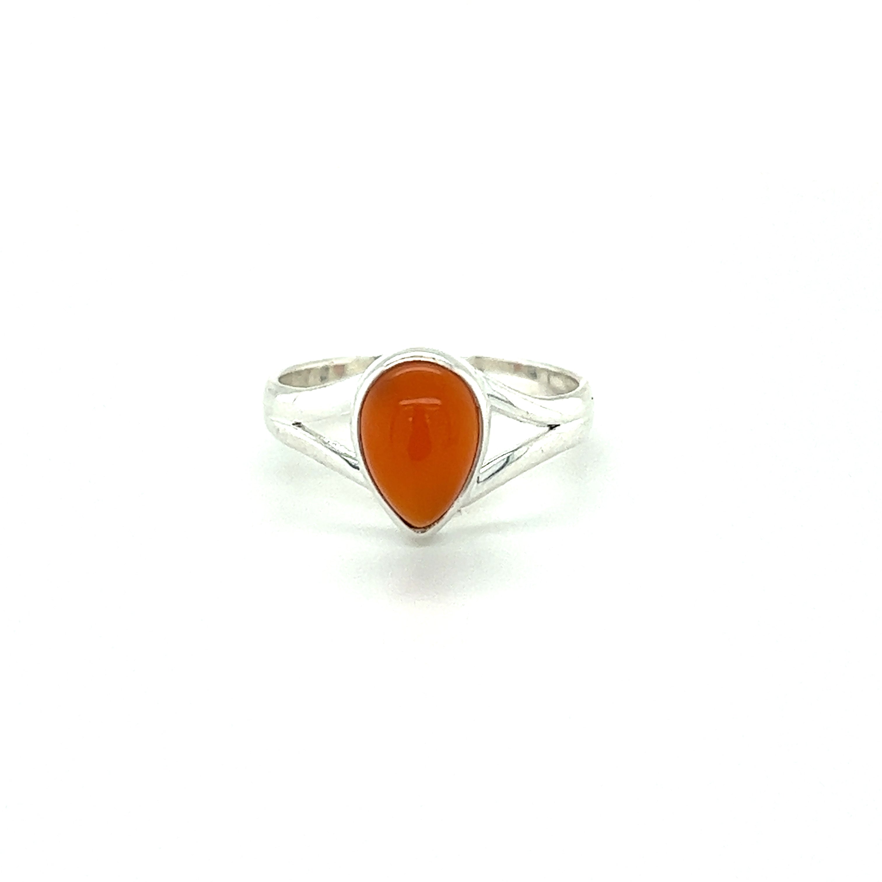 A sterling silver ring with a Simple Teardrop Shape Gemstone.