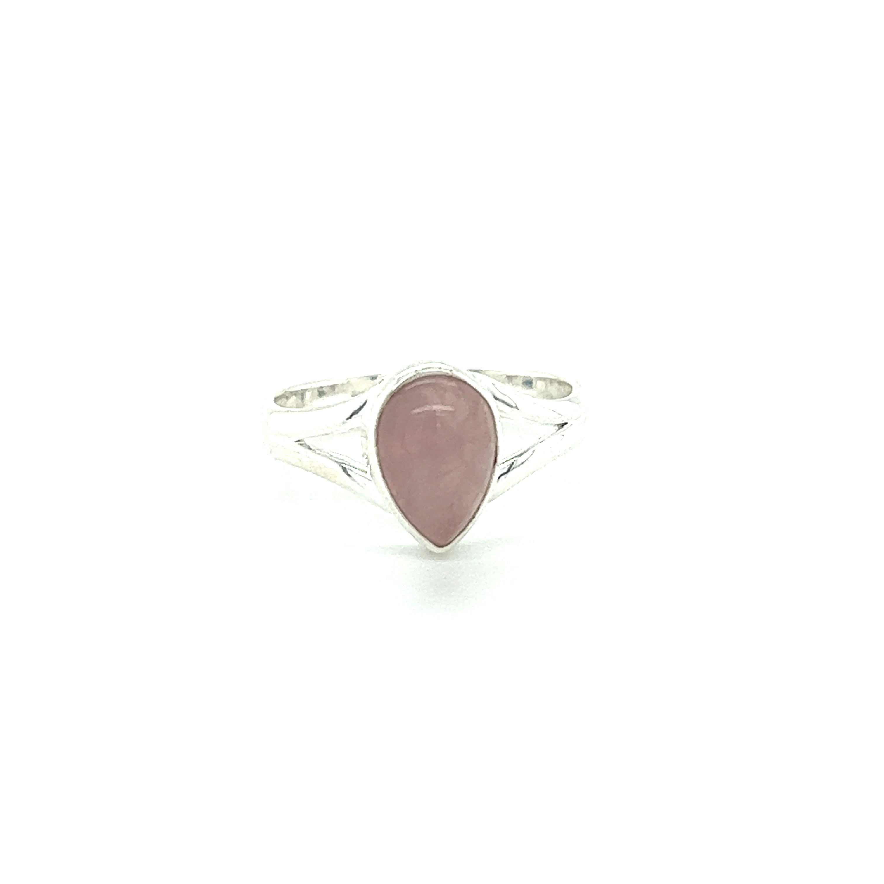 A modern Simple Teardrop Shape Gemstone ring on a white background.