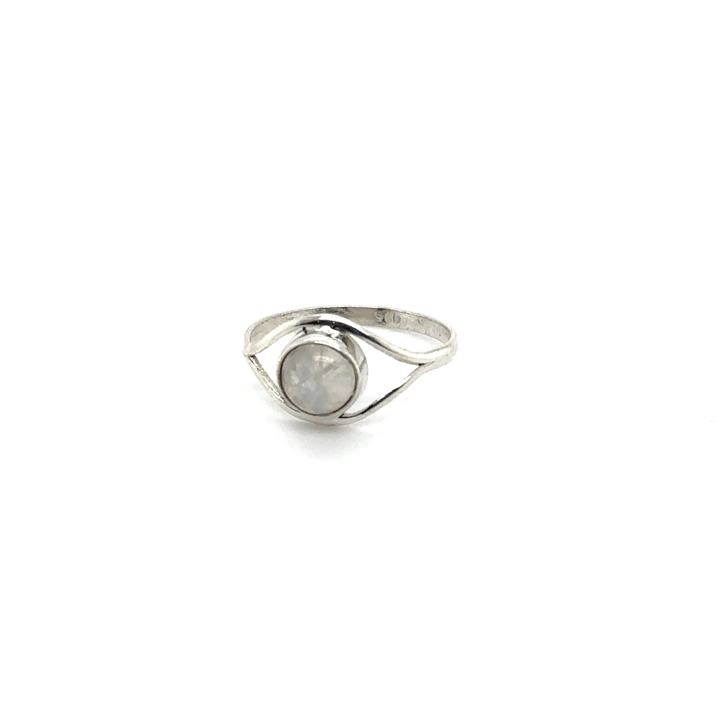 
                  
                    A contemporary aesthetic Abstract Stone Eye ring with a white gemstone in the middle.
                  
                