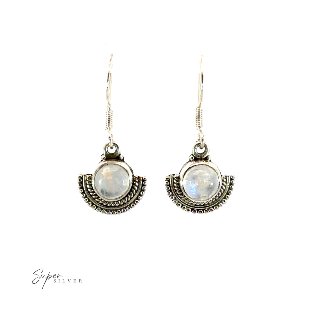 
                  
                    A pair of Round Gemstone Earrings with Fan Setting.
                  
                