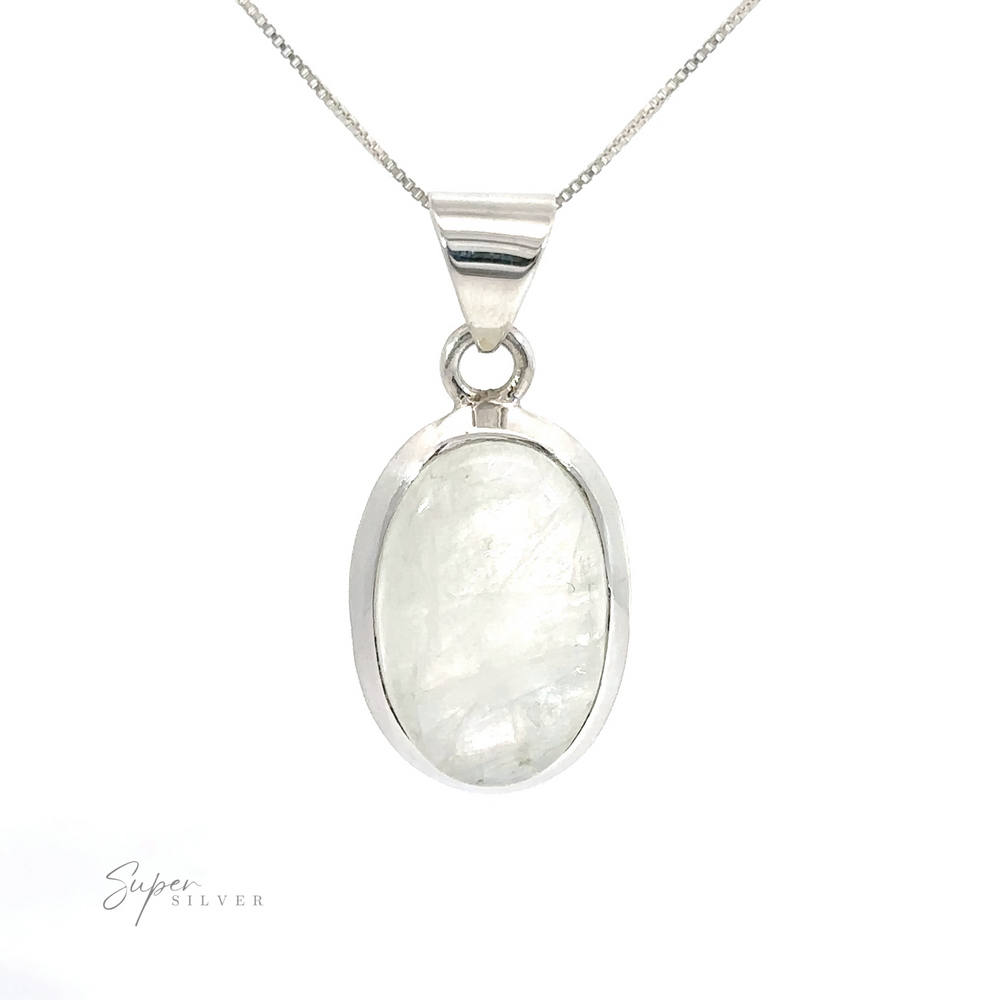 
                  
                    Simple Moonstone Oval Pendant necklace featuring an oval Simple Moonstone Oval Pendant on a delicate chain, displayed against a white background.
                  
                