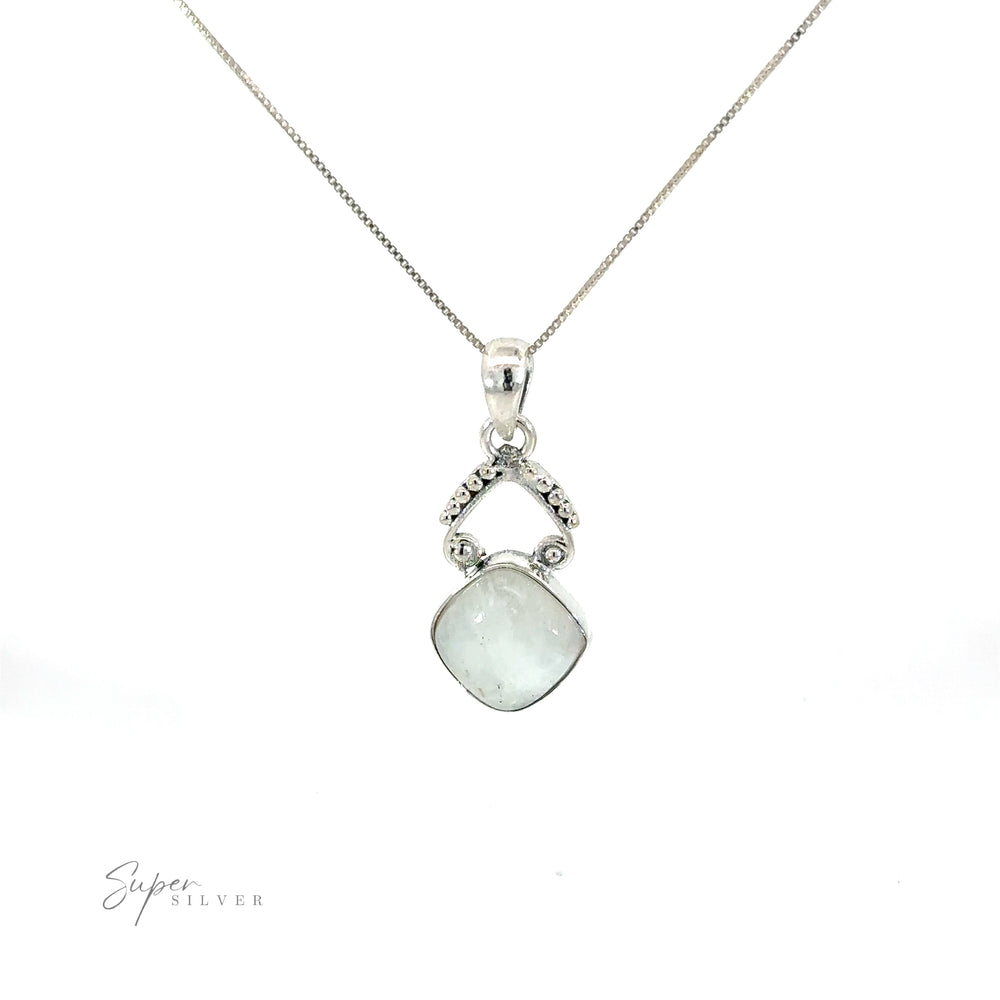 
                  
                    A Diamond Shaped Gemstone Pendant with diamonds, adding a bohemian flair to your jewelry collection.
                  
                