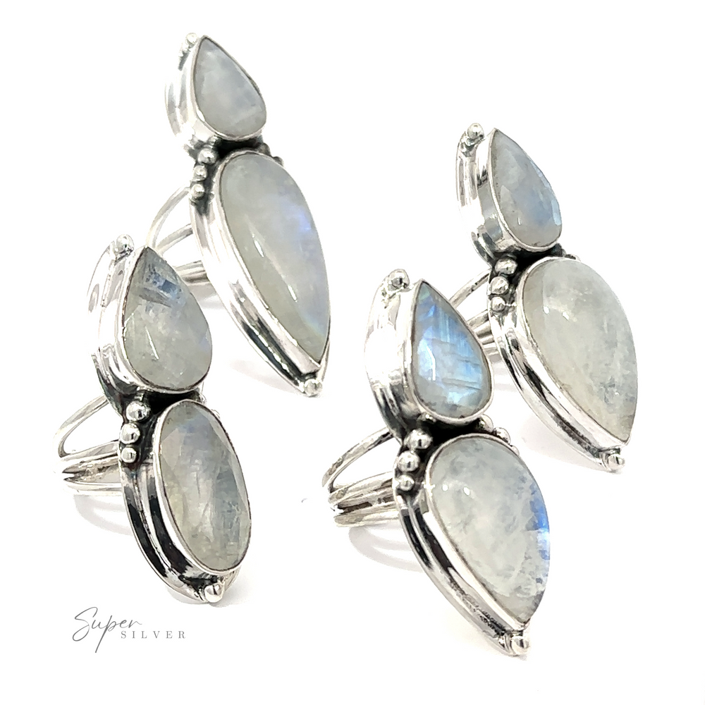 Statement Teardrop Moonstone Ring set in sterling silver. Handcrafted with elegance and precision, this stunning Statement Teardrop Moonstone Ring is the perfect accessory for any occasion. The luminous moonstone reflects light beautifully, captivating all who see it.