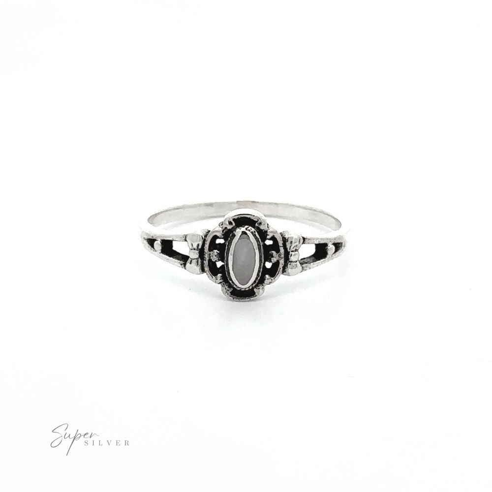 
                  
                    A sterling silver Oval Inlay Stone Ring with an oval stone in the middle.
                  
                